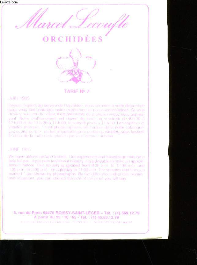 ORCHIDEES TARIF N7.