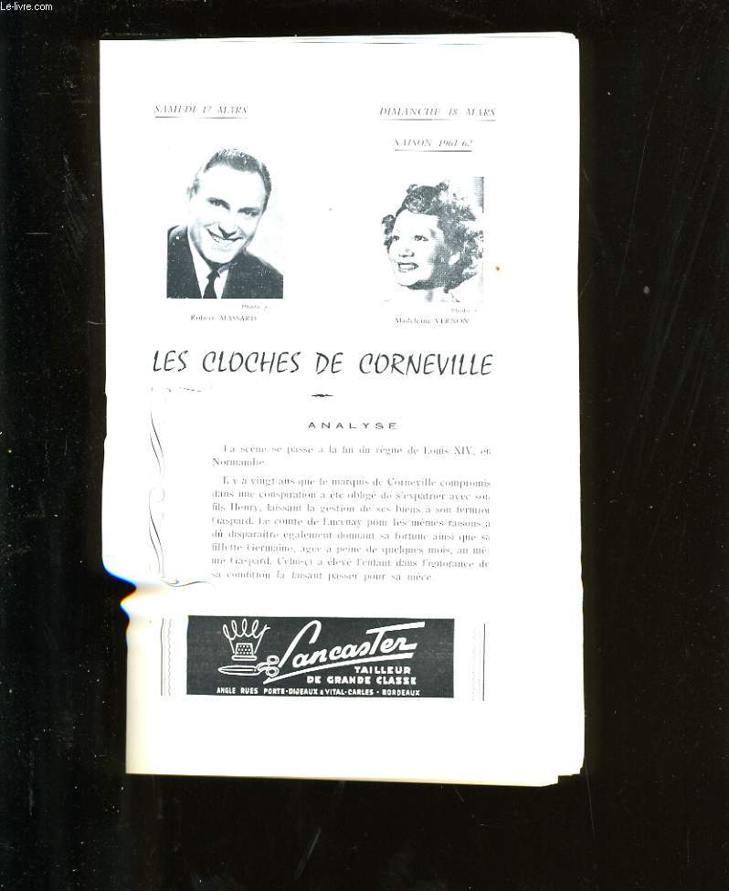 PROGRAMME OFFICIEL DU GRAND THEATRE. LES CLOCHES DE CORNEVILLE.