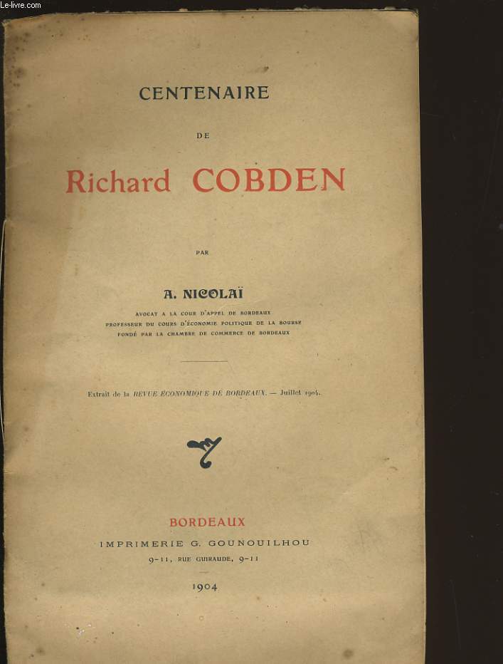 CENTENAIRE DE RICHARD COBDEN.