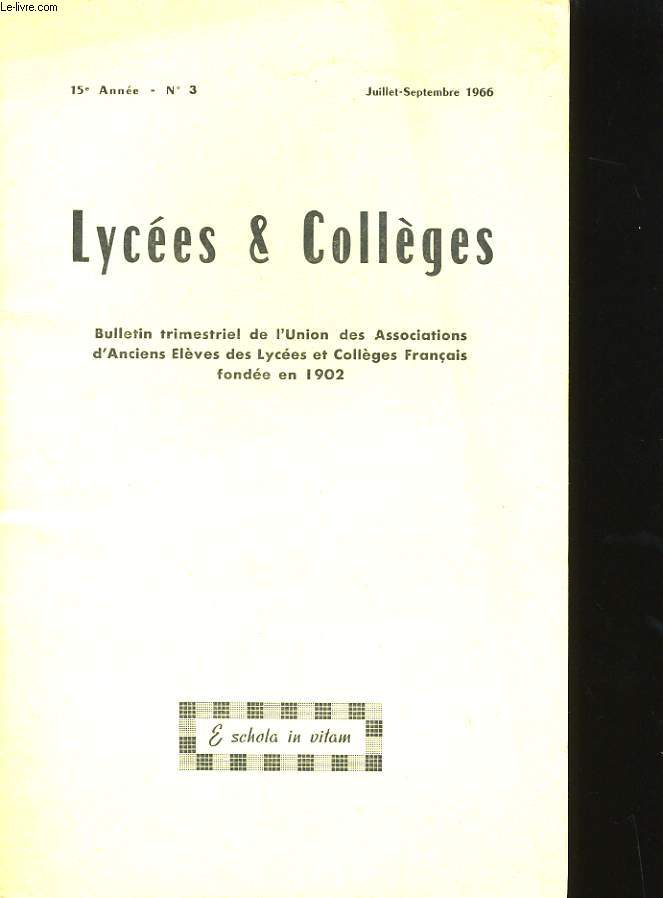 LYCEES ET COLLEGES - 15eme anne - N3