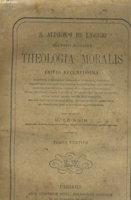 THEOLOGIA MORALIS - TOMUS TERTIUS