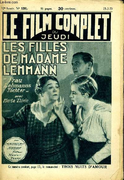 LE FILM COMPLET DU JEUDI N 1291 - 12E ANNEE - LES FILLES DE MADAME LEHMAN