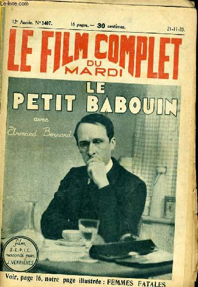 LE FILM COMPLET DU MARDI N 1405 - 12E ANNEE - LE PETIT BABOUIN