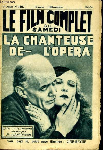 LE FILM COMPLET DU SAMEDI N 1433 - 13E ANNEE - LA CHANTEUSE DE L'OPERA