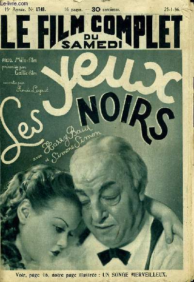 LE FILM COMPLET DU SAMEDI N 1748 - 15E ANNEE - LES YEUX NOIRS