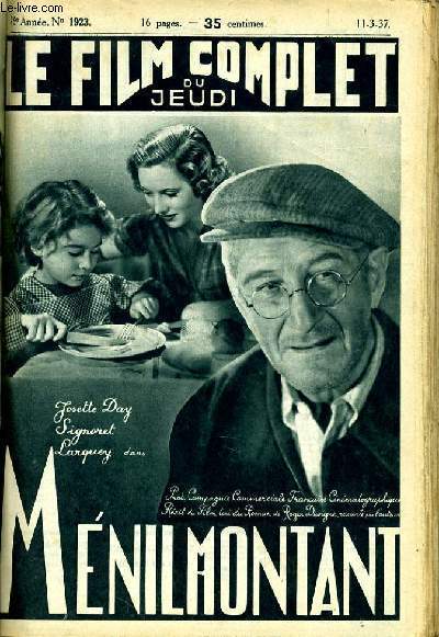 LE FILM COMPLET DU JEUDI N 1923 - 16E ANNEE - MENILMONTANT