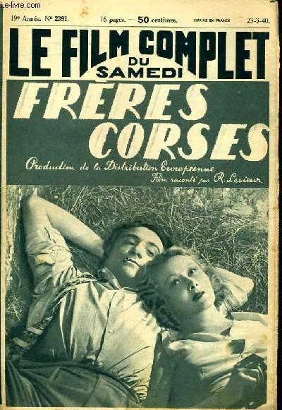 LE FILM COMPLET DU SAMEDI N 2391 - 19E ANNEE - FRERES CORSES