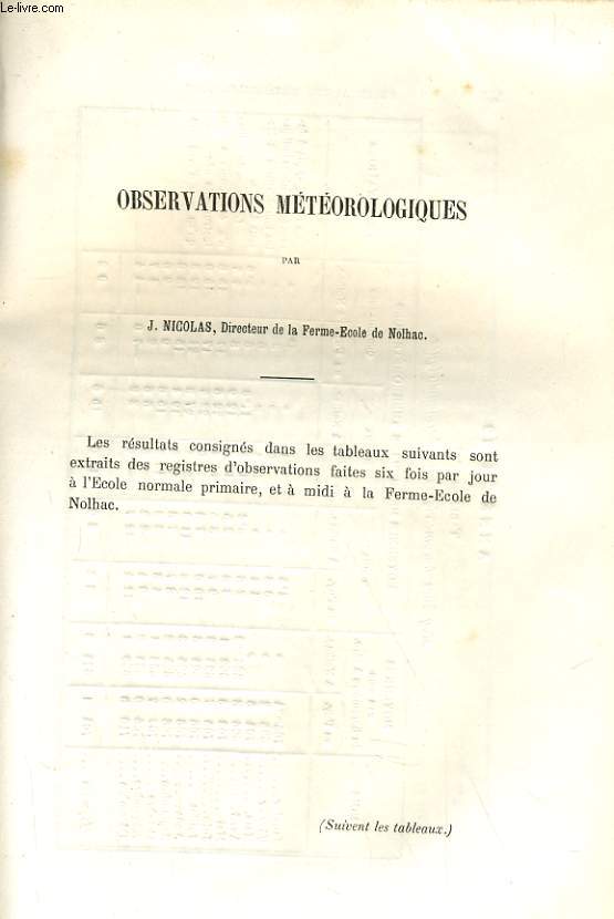 OBSERVATIONS METEOROLOGIQUES
