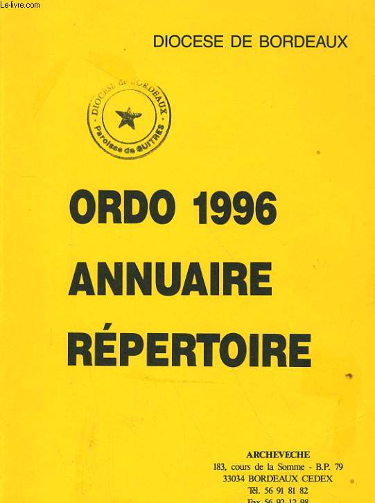 ORDO 1996 - ANNUAIRE REPERTOIRE