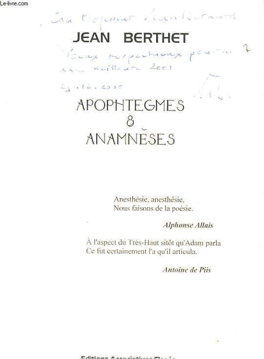 APOPHTEGMES & ANAMMESES