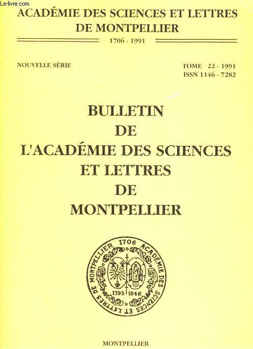 BULLETIN DE L'ACADEMIE DES SCIENCES ET LETTRES DE MONTPELLIER TOME 22