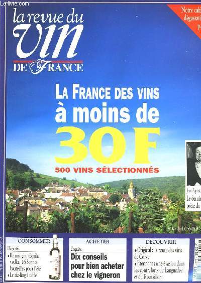 REVUE DU VIN DE FRANCE N375. LA FRANDE DES VINS A MOINS DE 30F, 500 VINS SELECTIONNES...