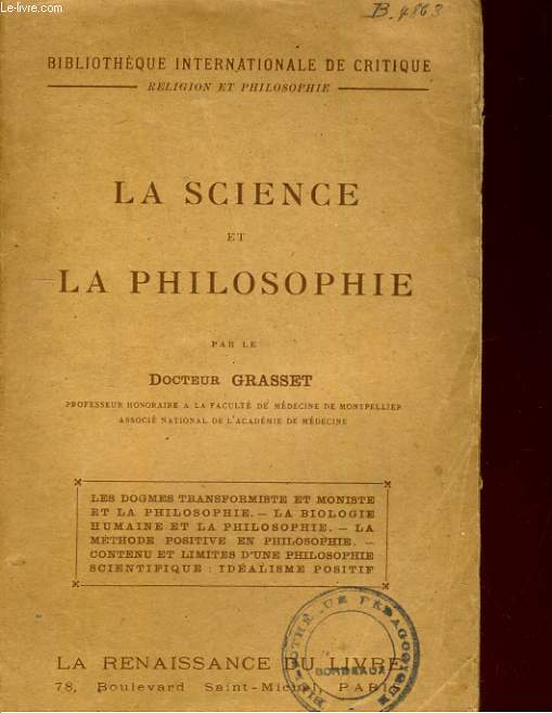 LA SCIENCE ET LA PHILOSOPHIE