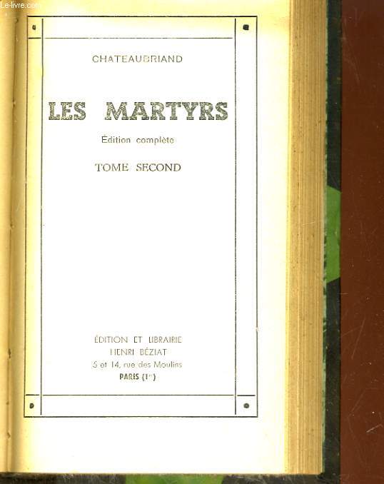 LES MARTYRS. TOME SECOND