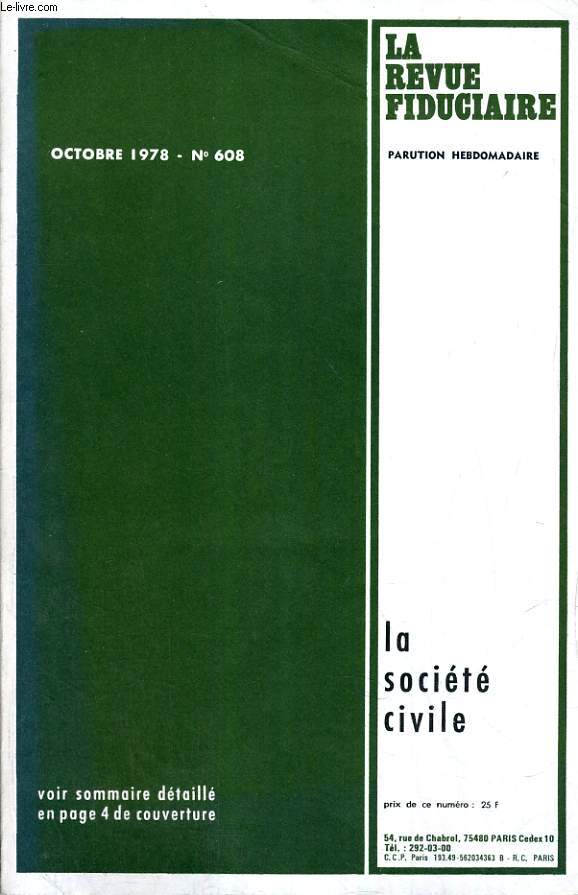 LA REVUE FIDUCIAIRE, N 608, OCT. 1978
