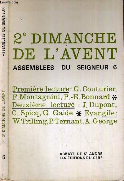2me DIMANCHE DE L'AVENT - ASSEMBLEES DU SEIGNEUR N6 - ABBAYE DE ST-ANDRE.