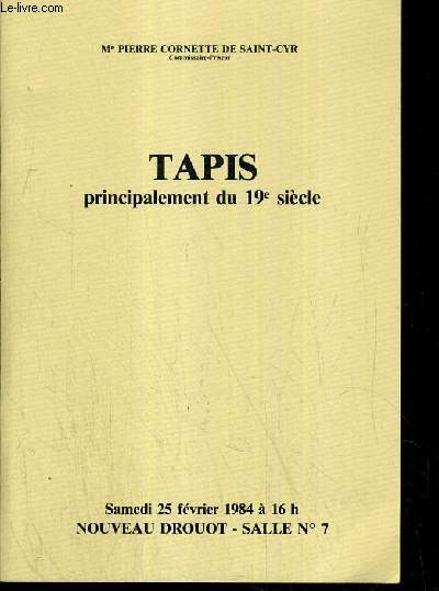 CATALOGUE DE VENTE AUX ENCHERES - NOUVEAU DROUOT - TAPIS D'ORIENT (PRINCIPALEMENT DU 19e SIECLE) - SALLE 7 - 25 FEVRIER 1984.