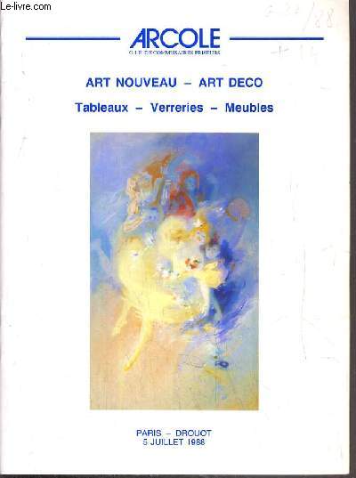 CATALOGUE DE VENTE AUX ENCHERES - DROUOT - ART NOUVEAU - ART DECO - SALLE 15 - 5 JUILLET 1988.