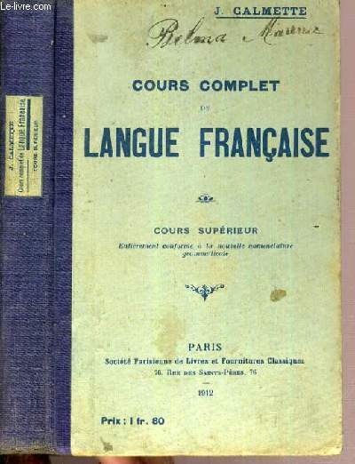 COURS COMPLET DE LANGUE FRANCAISE - COURS SUPERIEUR.