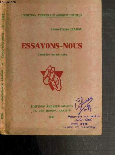 ESSAYONS-NOUS - COMEDIE EN UN ACTE / EDITION THEATRALE ANDRIEU FRERES