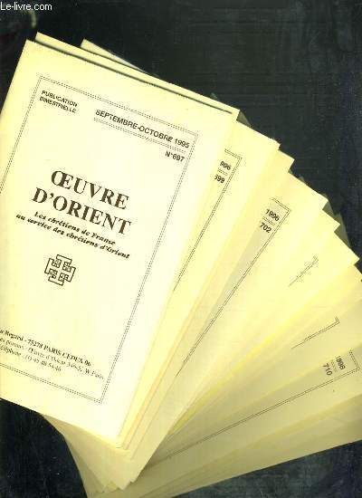 OEUVRE D'ORIENT - 18 LIVRETS - DU N697  714 - DE SEPT/OCT. 1995  JANV./MARS 1999.