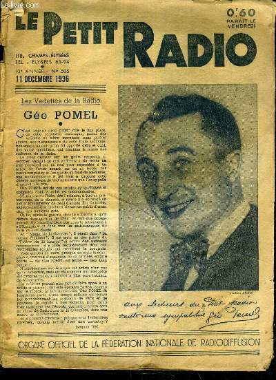 LE PETIT RADIO - N 505 - 11 DECEMBRE 1936