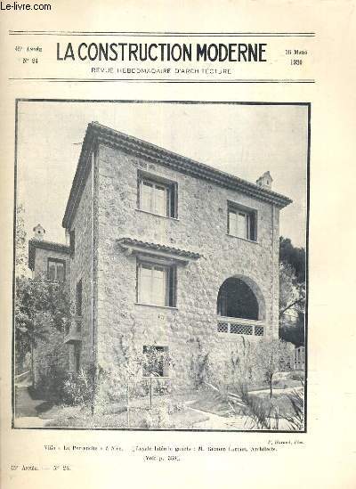 LA CONSTRUCTION MODERNE - 45e VOLUME (1929-1930) - FASCICULE N24 - VILLA 