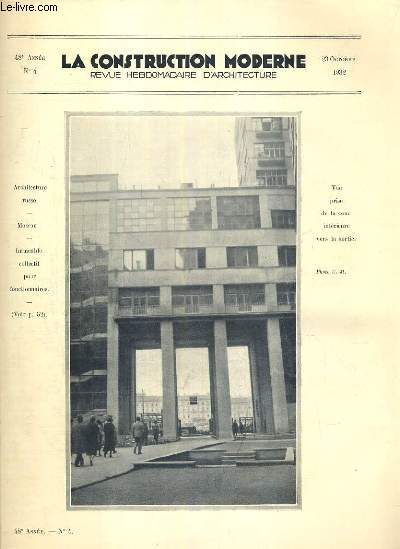 LA CONSTRUCTION MODERNE - 48e VOLUME (1932-1933) - FASCICULE N4 - L'ARCHITECTURE SOVIETIQUE  l'occasion d'un voayage d'architectes Francais en Russie (Septembre 1932), institut electrotechnique et immeuble collectif pour fonctionnaire, KHARKOV.