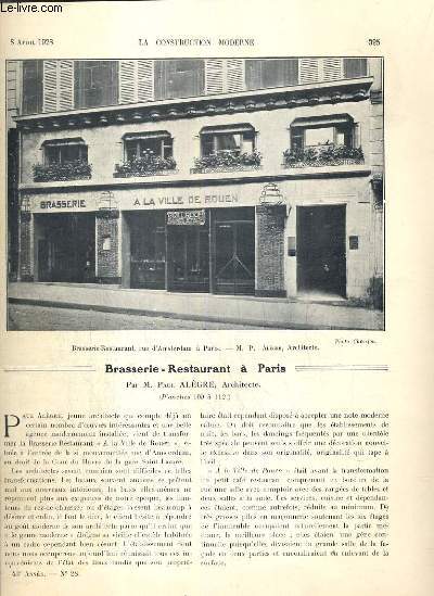 LA CONSTRUCTION MODERNE - 43e VOLUME (1927-1928) - FASCICULE N28 - RESTAURANT 