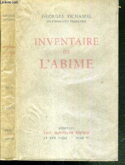 INVENTAIRE DE L'ABIME - 1884 - 1901.