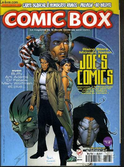 COMIC BOX - N34 - AVRIL-MAI 2001 - JOE'S COMICS - RISING STARS - MIDNIGHT NATION + COMIC BOX. CARTE BLANCHE A HUMBERTO RAMOS - OUT THERE - le heros du mois, Martian Manhunter, news, fatalitas! revoila fatalis!!!, les series  publier..d'urgence