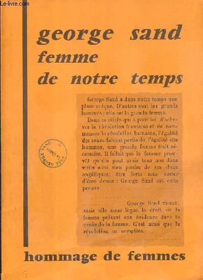 GEORGES SAND - FEMME DE NOTRE TEMPS - 8 JUIN 1876 - 8 JUIN 1976.