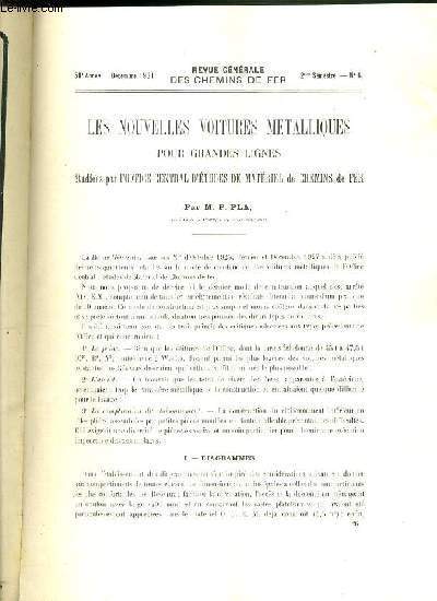 REVUE GENERALE DES CHEMINS DE FER - DECEMBRE 1931 - N6 - 2eme SEMESTRE - 50e ANNEE - LES NOUVELLES VOITURES METALLIQUES POUR GRANDES LIGNES ETUDIEES PAR L'OFFICE CENTRAL D'ETUDES DE MATERIEL DE CHEMINS DE FER - Resultats d'exploitation des chemins..