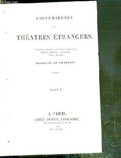 CHEFS-D'OEUVRE DES THEATRES ETRANGERS 5 - THEATRE ALLEMAND - TOME V - LESSING - 3e LIVRAISON.