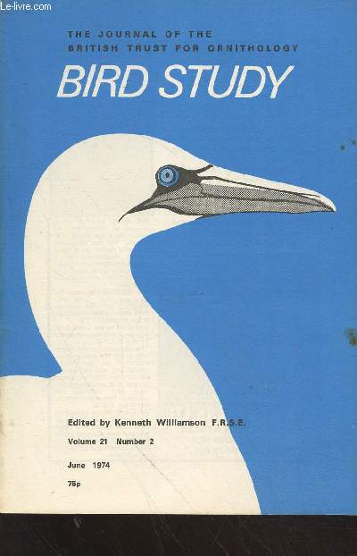 Bird Study Vol 21 n2 June 1974 : The journal of the British Trust for Ornithology. Sommaire : Speciation and specialisation - Movement and survival of British razorbills - Territorial and feeding behaviour of the Magpie - The census of Heronries - etc.