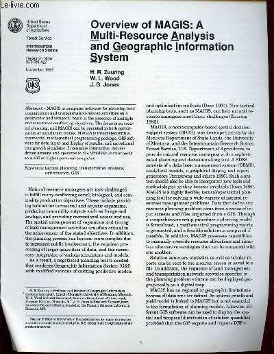 Research Note INT-RN-427 : Overview of Magis : A Multi-Resource Analysis and Geographic Information System.