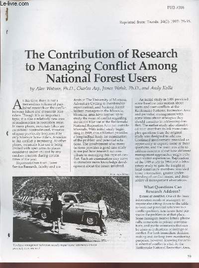 Tir  part : Trends Vol. 34 n3 : The contribution of research to managing conflict among national forest users.