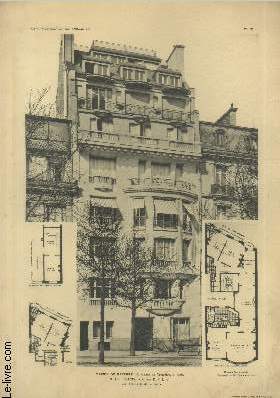 Maison de Rapport 18, avenue du Trocadro  Paris I. Vue d'ensemble de la faade - Planche en noir et blanc n30 extraite de l'ouvrage 