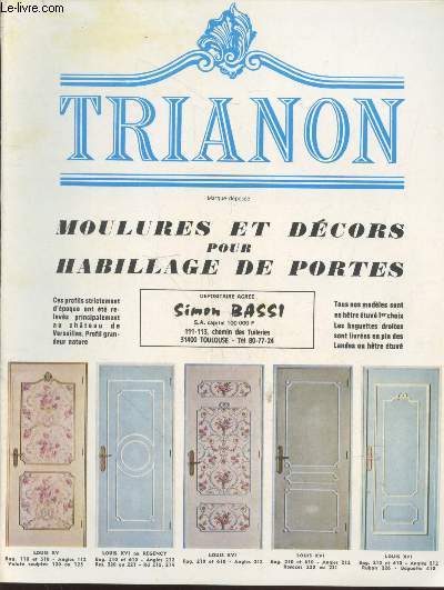Plaquette Trianon : Moulures et dcors pour habillage de portes