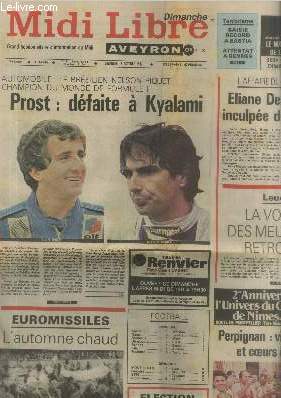 Midi Libre Dimanche Aveyron n13.945 Dimanche 16 octobre 1983. Sommaire : Automobile : Le brsilien Nelson Piquet champion du monde de Formule 1 - Prost: dfaite  Kyalami - L'affaire du 