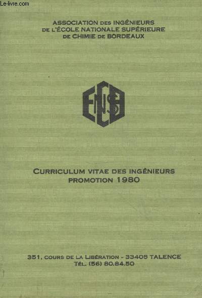 Curriculum vitae des ingnieurs promotion 1980