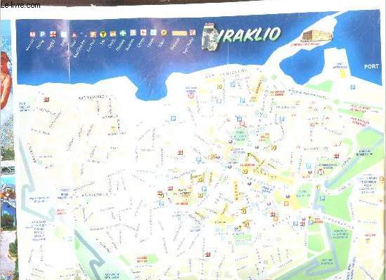 Tourist and road map of crete + publicite akuna matata jeep safari rent a car - ibis el greco- water city water park - map of iraklio