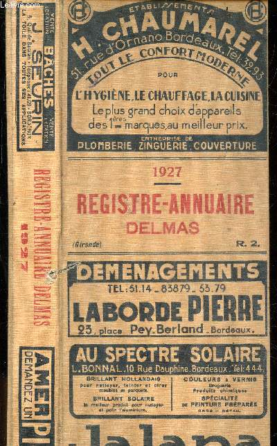 Registre Annuaire Delmas - 1927 (gironde) - agneda annuaire delmas