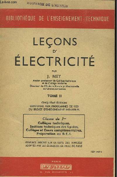 LECONS D'ELECTRICITE - TOME 2