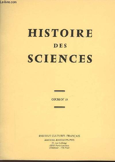 HISTOIRE DES SCIENCES