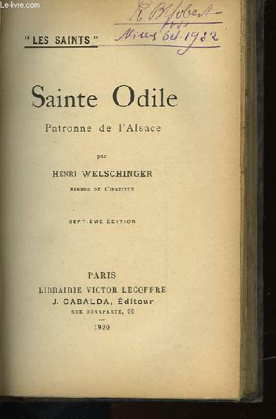 SAINTE ODILE - PATRONNE DE L'ALSACE