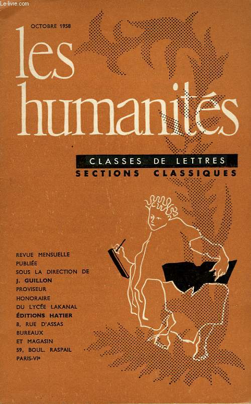 LES HUMANITES - CLASSE DE LETTRES - OCTOBRE 1958