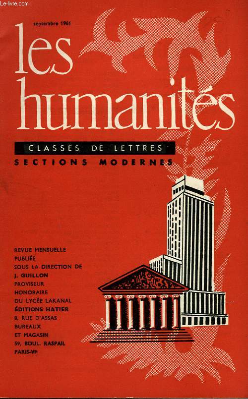 LES HUMANITES - CLASSE DE LETTRES SECTIONS MODERNES - SEPTEMBRE 1961