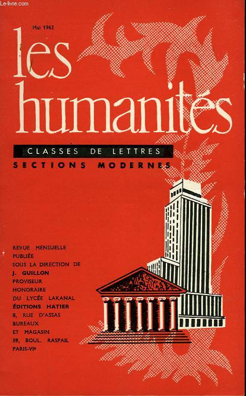 LES HUMANITES - CLASSE DE LETTRES SECTIONS MODERNES - MAI 1962