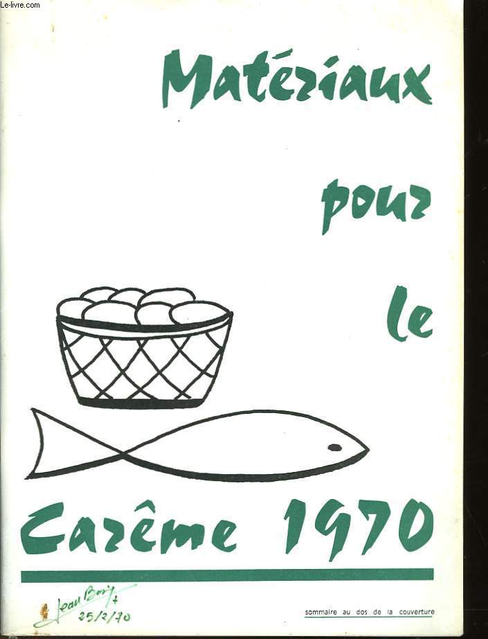 MATERIAUX POUR LE CAREME 1970